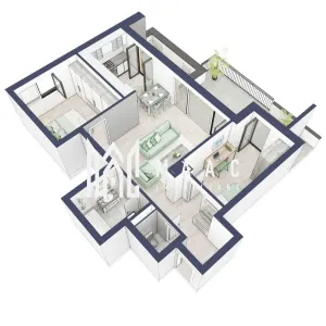 Apartament 3 camere | Balcon 22.2 mp | Etaj 3 | Turnisor - foto 5
