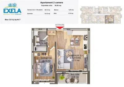De vanzare apartament la cheie cu 2 camere 51 mp utili zona Pictor Brana din Selimbar - foto 5