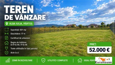 Teren Intravilan De Vanzare I Partos I 601mp I Toate Utilitatile I - Alba Iulia