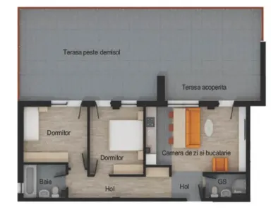 Apartament 3 camere, 2 bai, 64 mp utili, terasa 74 mp, garaj, boxa - foto 3