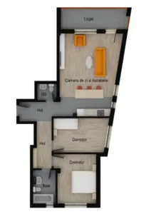 Apartament 3 camere, 2 bai, 71 mp, etaj intermediar, balcon, garaj. - foto 2