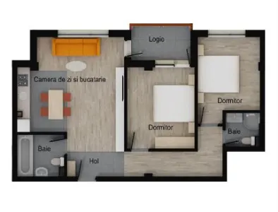 Apartament 3 camere, 2 bai, balcon, etaj intermediar, parcare - foto 16