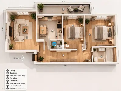 Apartament 3 camere de vanzare in zona Nicolina Belvedere 72 mp 2 bai - foto 7