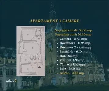 Apartament 3 camere | Tatarasi | 59 mp | Renovat complet | Comision 0 - foto 15