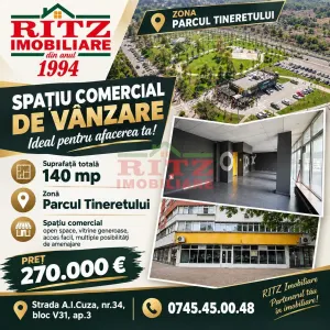 Nou! Sp. com. 140 mp, Zona Parcul Tineretului/Gara! - Slatina