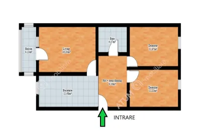 De inchiriat apartament cu 3 camere decomandate si balcon in zona centrala a orasului Sibiu - foto 7