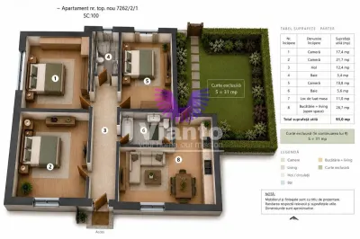 Apartament la casa individuala 93 mp cu curte - zona Parcul Sub Arini-Strand - foto 14