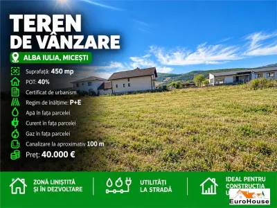 Teren Intravilan De Vanzare Alba Iulia I Micesti I 450MP I 16M Deschidere - Alba Iulia