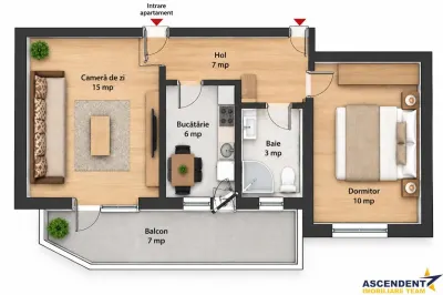 Apartament 2 camere, decomandat, balcon si parcare, Vlahuta - Florilor,  Brasov - foto 7