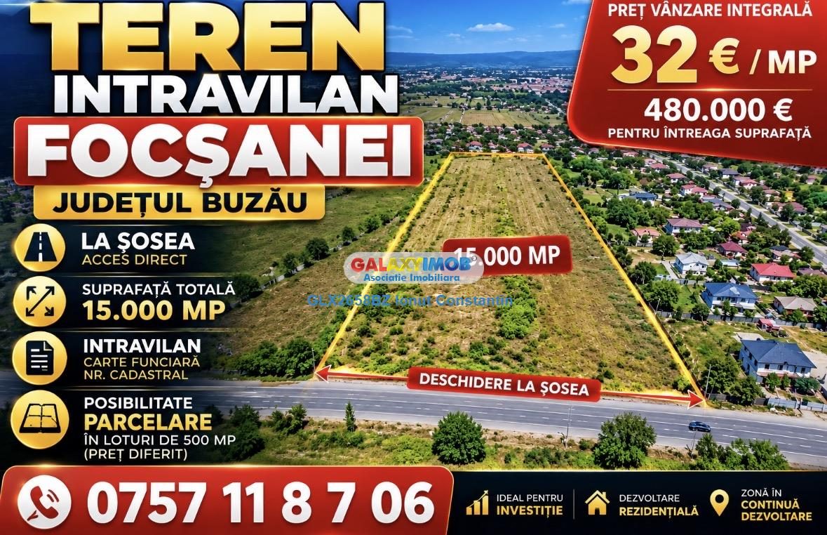 Teren intravilan 15.000 mp, FOCSANEI, la sosea, ideal investitie - Buzau