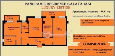 Apartament 3 camere de vanzare in Iasi, Galata, 89,81 mp, bloc nou, INTABULAT, MUTARE IMEDIATA - foto 24