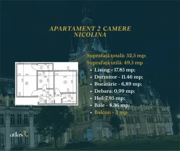 Apartament 2 camere | Nicolina 1 | 52 mp | etaj 1 |  Proaspat renovat - foto 9