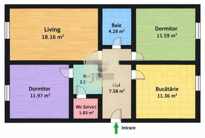 Apartament decomandat 3 camere 70 mp utili Vasile Aaron - Sibiu