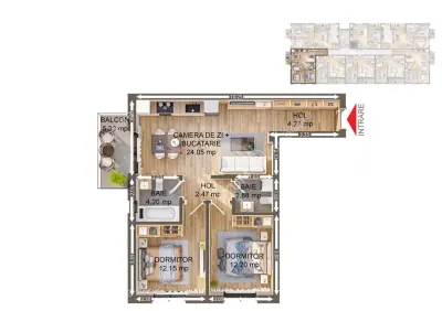 Apartament cu 3 camere la cheie etaj 1 de vanzare in Selimbar loc parcare inclus - foto 4