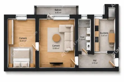 De vanzare apartament cu 2 camere si balcon in Sibiu zona Ciresica - foto 8