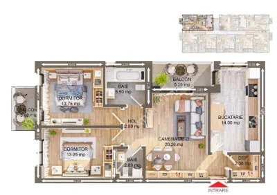 De vanzare apartament finisat la cheie cu 3 camere decomandate 2 bai si 2 balcoane in Selimbar - foto 4