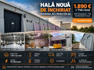 Hală nouă 515 mp | A2 Fundulea | ISU | DIsponibila imediat - Fundulea