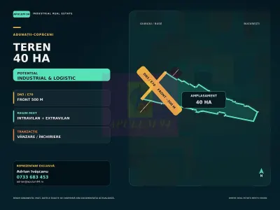 Teren 40ha Adunatii Copăceni | Industrial/ Logistic - Adunatii-Copaceni