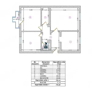 Apartament 3 camere Decomandat hol H Metrou  Brancoveanu - Bucuresti