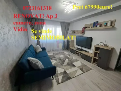 RENOVAT! Se vinde semimobilat, ap 3 camere, zona Vidin - Braila