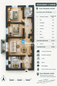Apartament 3 camere Alexandru cel Bun - poza 2