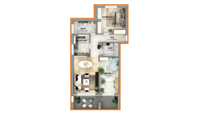 Apartament 3 camere, 75 mp + terasa 13 mp, ansamblu nou - Cristian