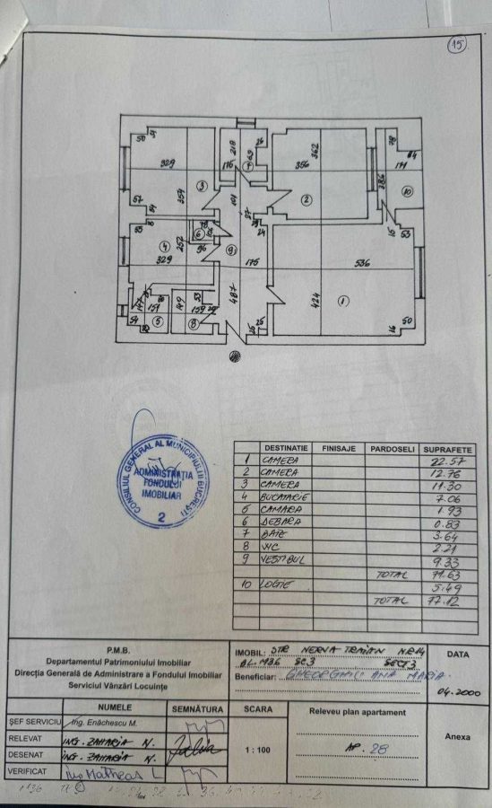 Apartament 3 camere, 77 mp, ansamblu Nerva Traian 14 - Bucuresti