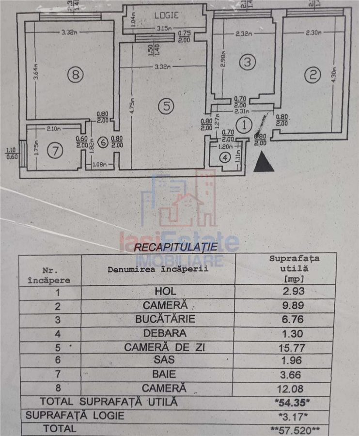 Apartament 3 camere de vanzare Podu Ros -  zona Tesatura - Iasi